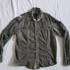 Guess Long Sleeve Button Down Distressed Shirt Pockets Medium